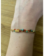 Bracelet ethnique rouge et turquoise