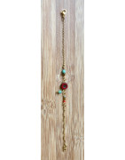Bracelet fleur de bohème rouge et turquoise