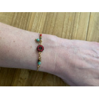 Bracelet fleur de bohème rouge et turquoise