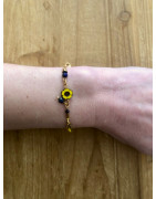 Bracelet fleur de bohème jaune et bleu