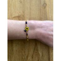 Bracelet fleur de bohème jaune et bleu