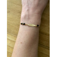 Bracelet plume  bohème noir