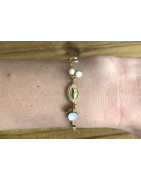 Bracelet Médaille vierge blanc nacré