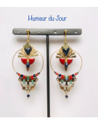 Boucles d'oreilles "Zita" rouge et bleu