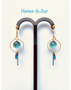 Créoles Clou "millefiori" bleues