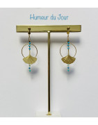 Clou Créoles "Ginkgo perlées" turquoise