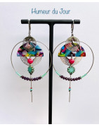 Dormeuses "Josephine" multicolores argentées