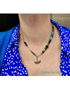 Collier "Ginkgo" bleu