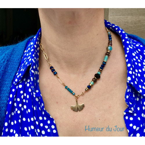 Collier "Ginkgo" bleu