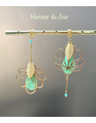 Boucles "Lotus" assymétriques vert d'eau