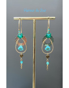 Créoles "Nénuphar" turquoises