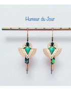 Créoles "Condor" bleues et vertes