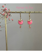 Dormeuses "English Flowers" corail
