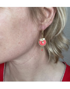 Dormeuses "English Flowers" corail