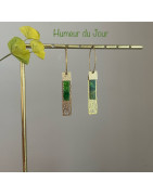 Créoles carré géometrique vert