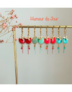 Dormeuses "English Flowers" corail