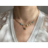 Collier cercles 3 perles turquoise