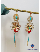 Clous "Hortense" rouge et turquoise