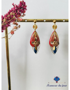 Clous "Ogive Art déco fleurs" rouges et bleues
