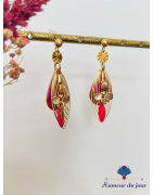 Clous "Ogive Art déco fleurs" rouges et roses