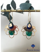 Créoles "Lotus égyptienne" vertes et bleues