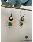 Créoles "Lotus égyptienne" vertes et bleues