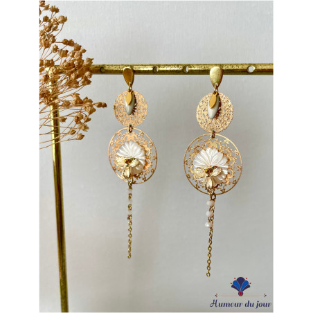 Boucles "Hortense nacre"