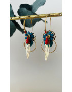 Créoles "mini Perroquet" rouge et bleu