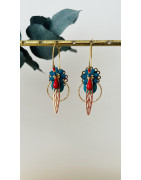 Créoles "mini Perroquet" rouge et bleu