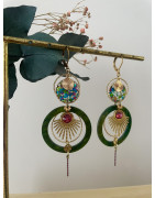 Dormeuses "Flamenco soleil" paillétées multicolores