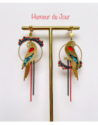 Clou perroquet tissé bleu et rouge
