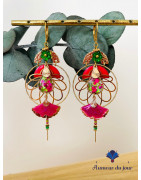 Dormeuses "Lotus Fleuri" vert et fuscia
