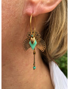 Créoles "oiseaux" vert d'eau