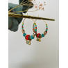 Créoles "bohemienne" rouge et bleu