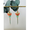 Créoles "Fleurs Indiennes" Orange et vert d'eau