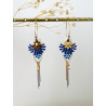 Créoles "Fleurs Indiennes" bleues et blanches