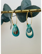 Créole "Goutte bohème" turquoise et bleu givré