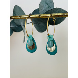 Créole "Goutte bohème" turquoise et bleu givré