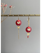 Crochets "Confettis" asymétriques rouge et corail