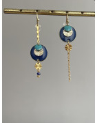 Crochets "Confettis" asymétriques bleu marine et bleu ceruléun