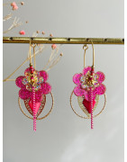Créoles Fleur à paillettes