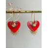 Créoles Coeur à paillettes rouge