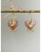 Créoles Coeur à paillettes multicolore