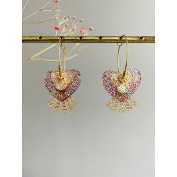 Créoles Coeur à paillettes multicolore