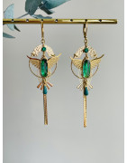 Dormeuses "Aigle art deco" vertes