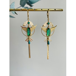 Dormeuses "Aigle art deco" vertes