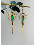 Dormeuses "Aigle art deco" vertes