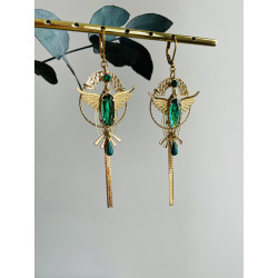 Dormeuses "Aigle art deco" vertes