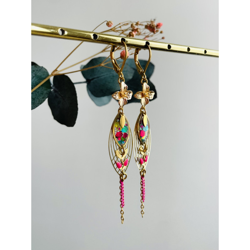 Dormeuses "Ogives Discos " multicolores et roses