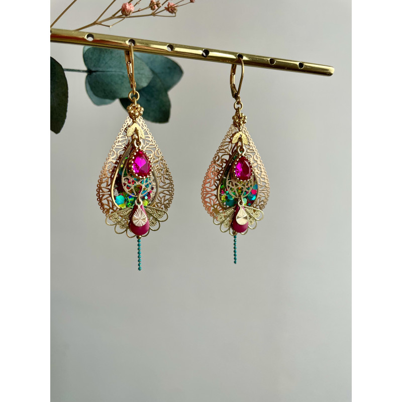 Dormeuses "Disco Porto" multicolores et roses